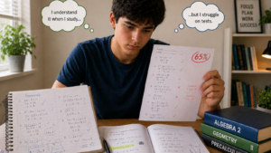 Student doing well on homework but struggling on tests