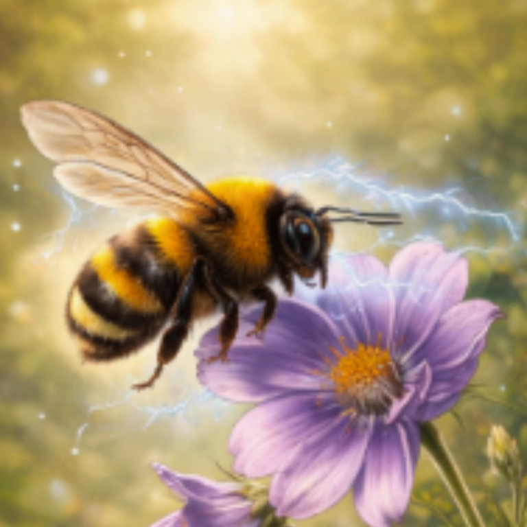 Bee detecting a flower using electric fields – how bees find nectar science explanation